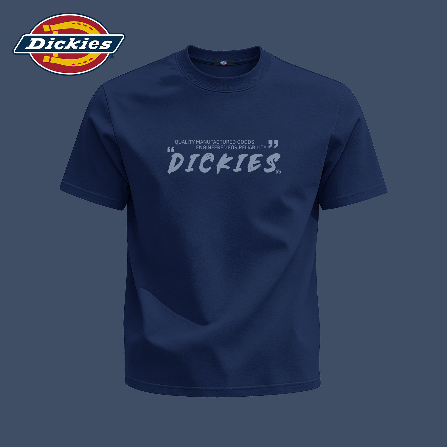 Dickies藏青色纯棉短袖T恤男款2026夏季新款百搭圆领体恤男五分袖