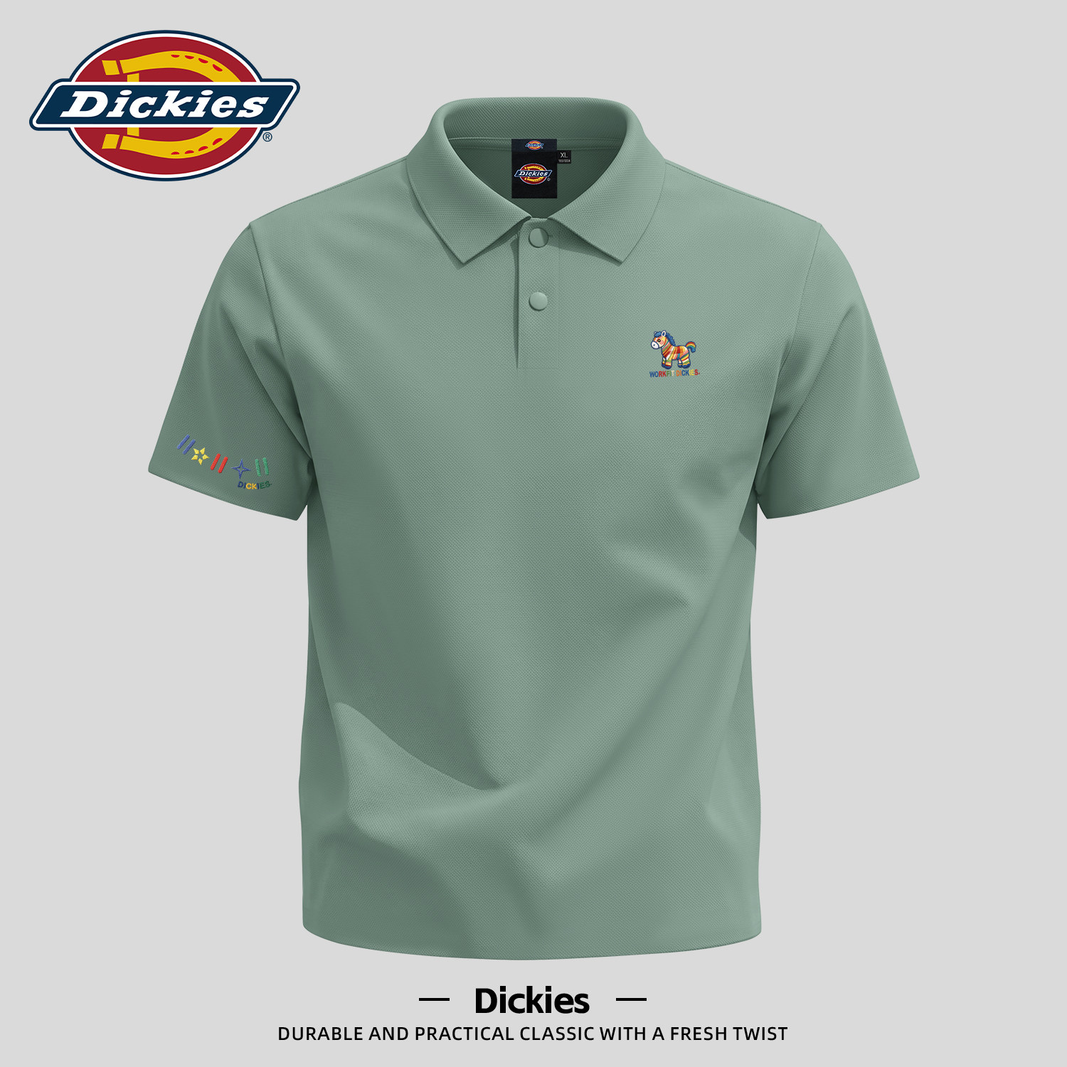 Dickies冰感POLO衫男T恤夏季短袖设计感男士上衣时尚潮流男生衬衣