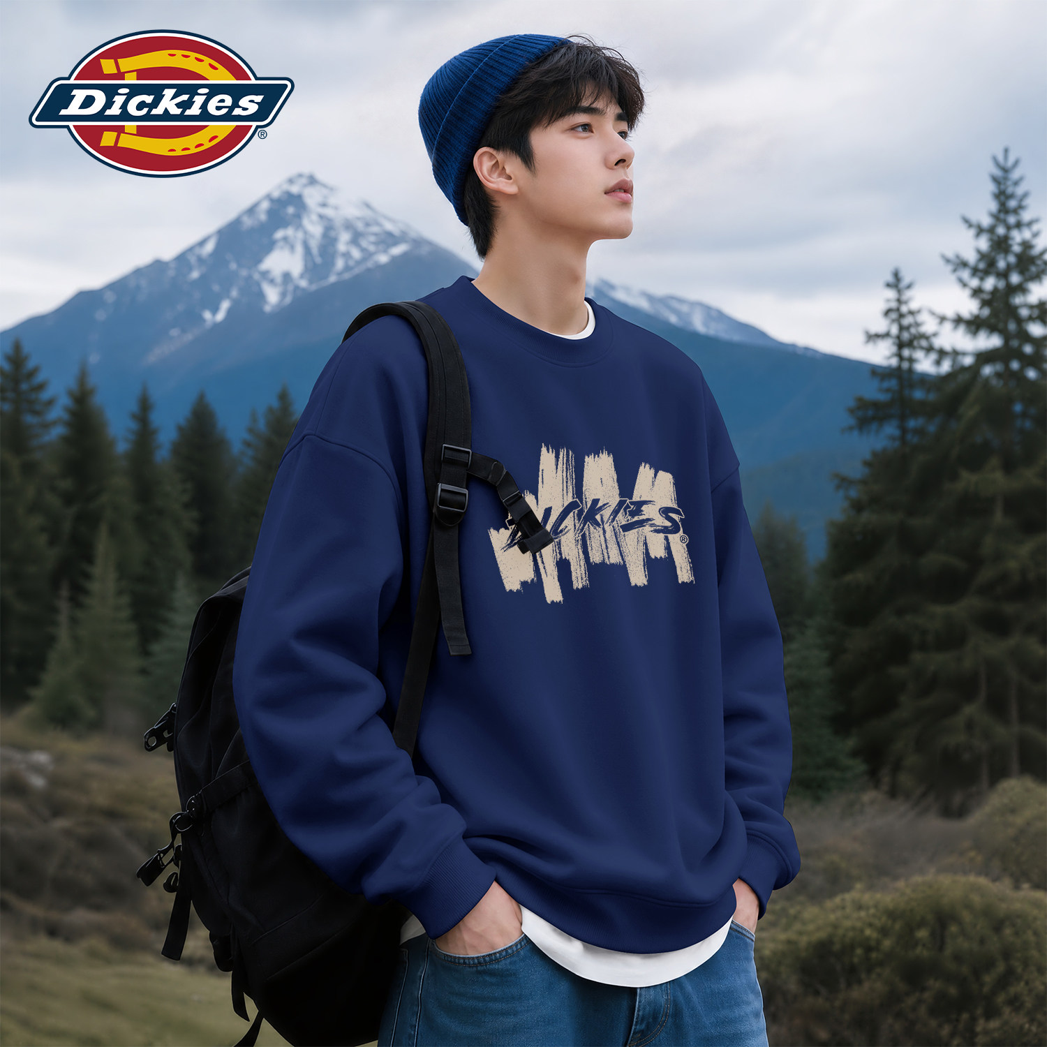 Dickies美式街头休闲风圆领卫衣男宽松字母印花长袖潮牌秋季上衣