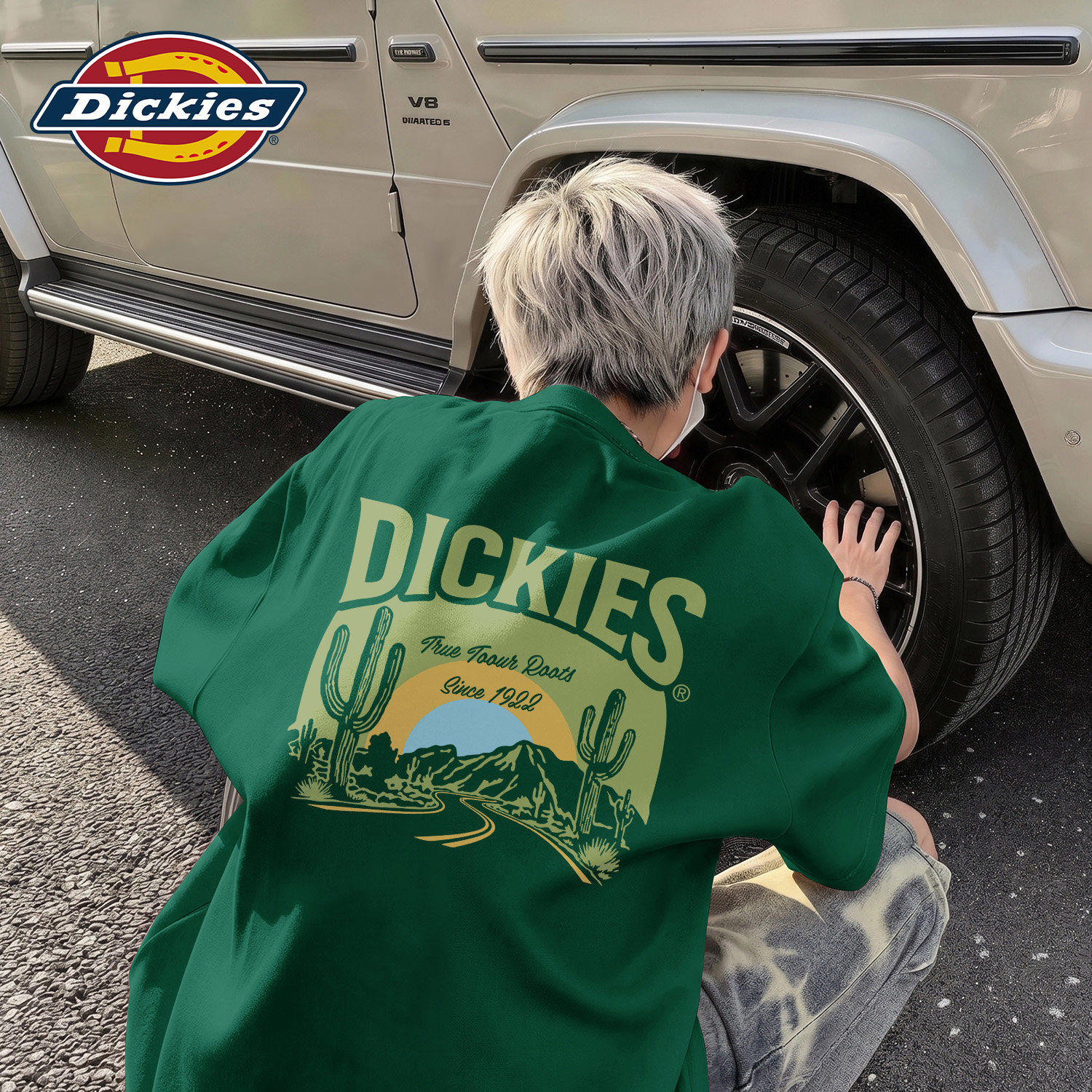 Dickies墨绿色短袖T恤男2026新款夏季潮流印花半袖纯棉百搭上衣男