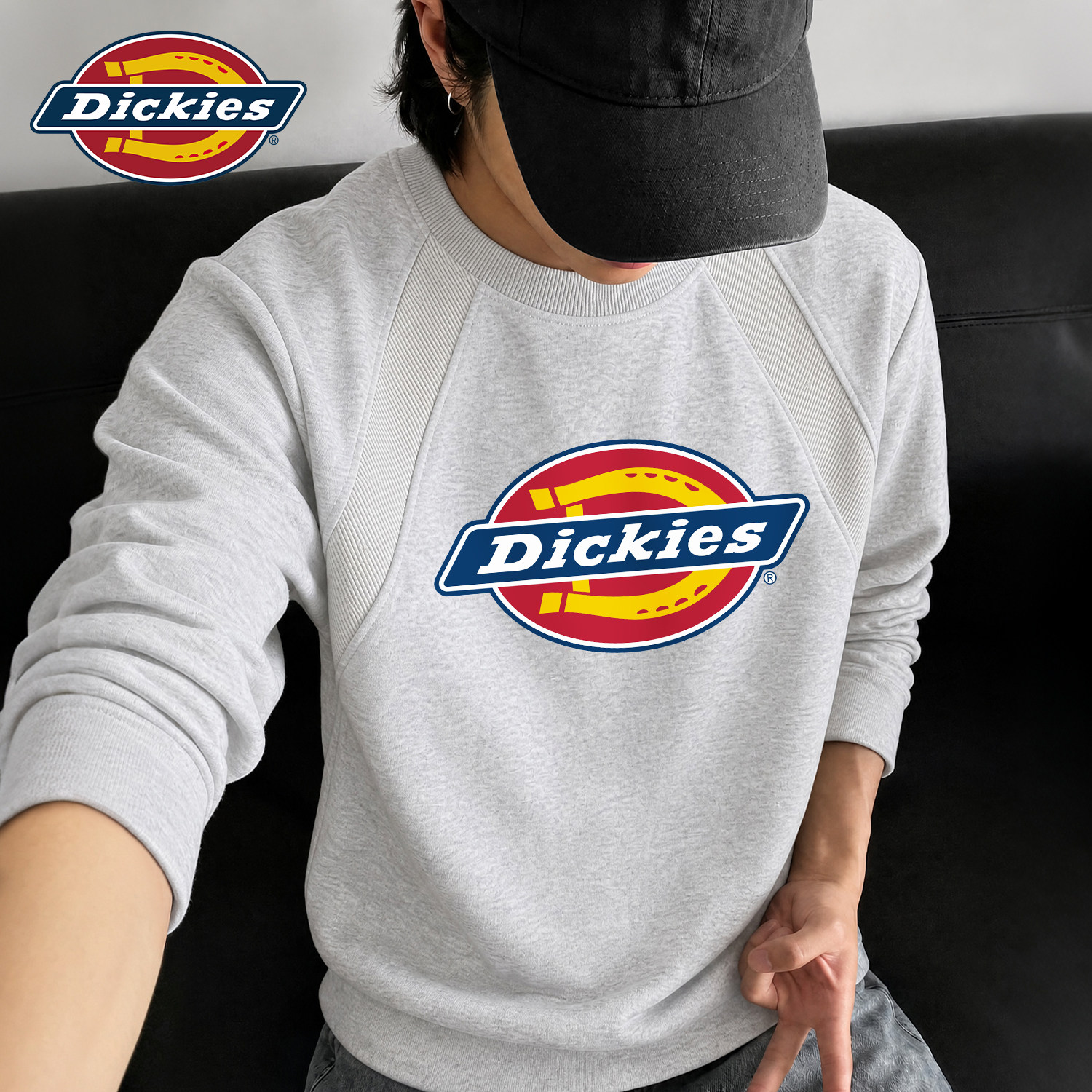 Dickies解构款长袖T恤男士休闲百搭上衣设计感青少年秋装衣服男生