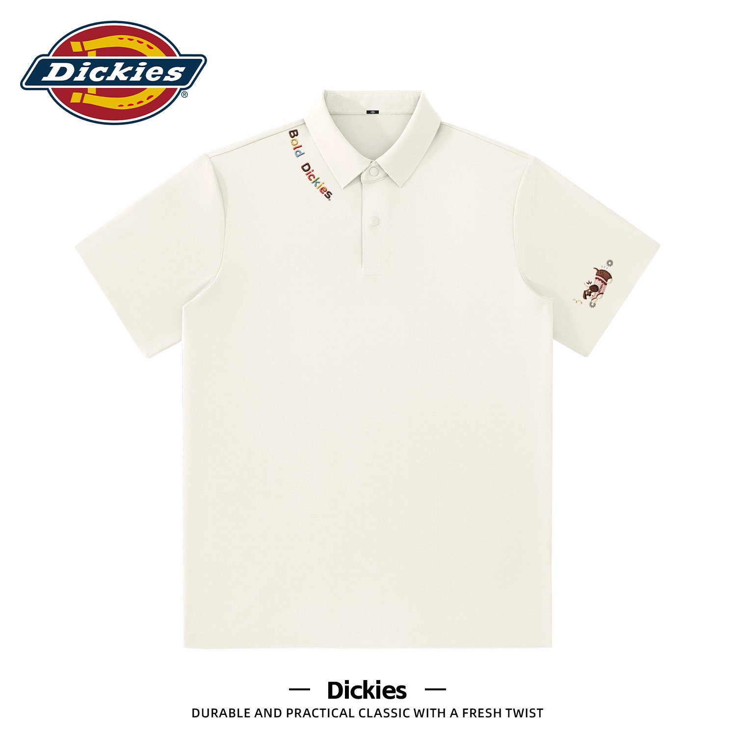Dickies冰丝凉感POLO衫男夏季短袖趣味卡通印花上衣商务休闲男T恤