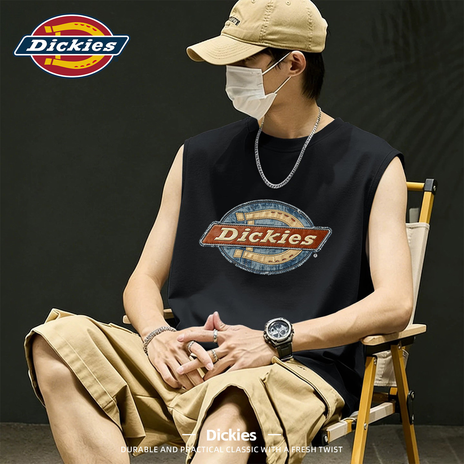 Dickies纯棉无袖背心男2026新款夏宽松透气套头LOGO潮牌印花上衣