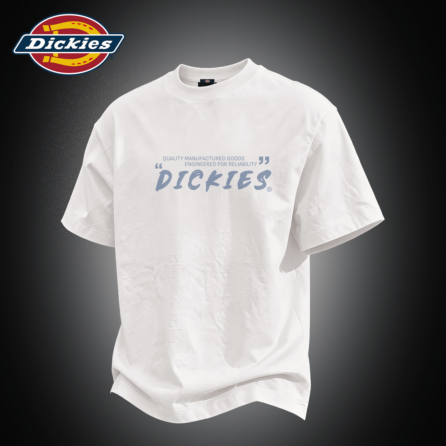 Dickies短袖T恤男款宽松重磅纯棉白色圆领LOGO印花五分袖男士上衣