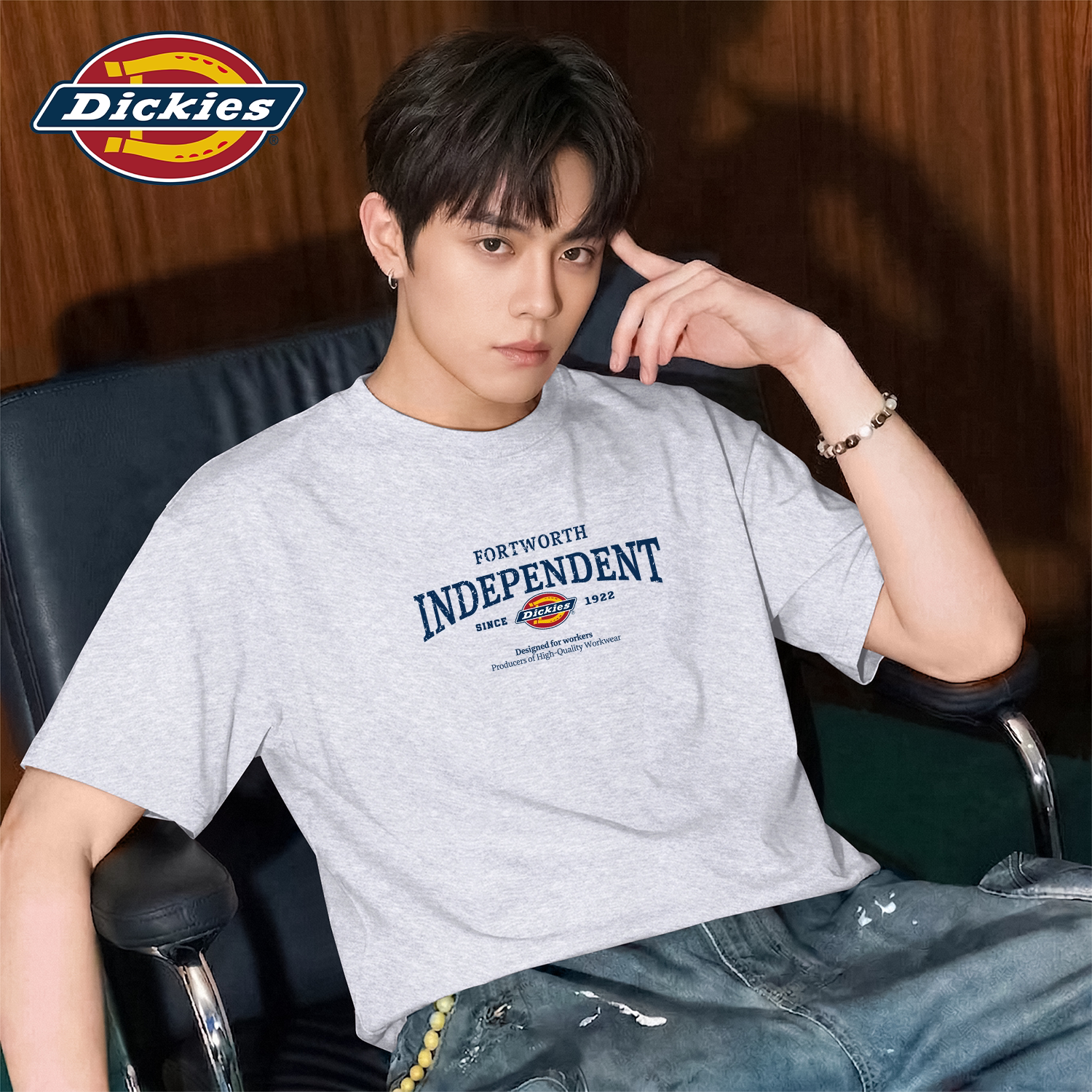 Dickies灰色纯棉短袖T恤男