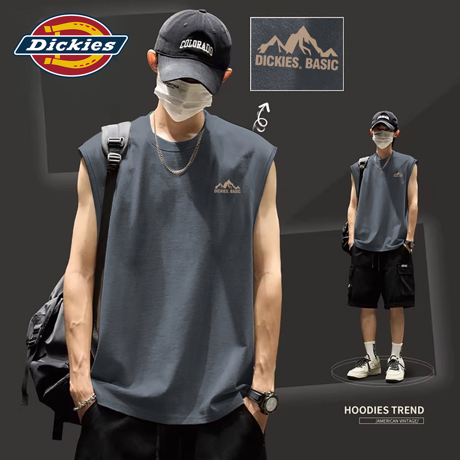 Dickies纯棉背心男2026新款夏季宽松百搭运动坎肩大码男士无袖t恤