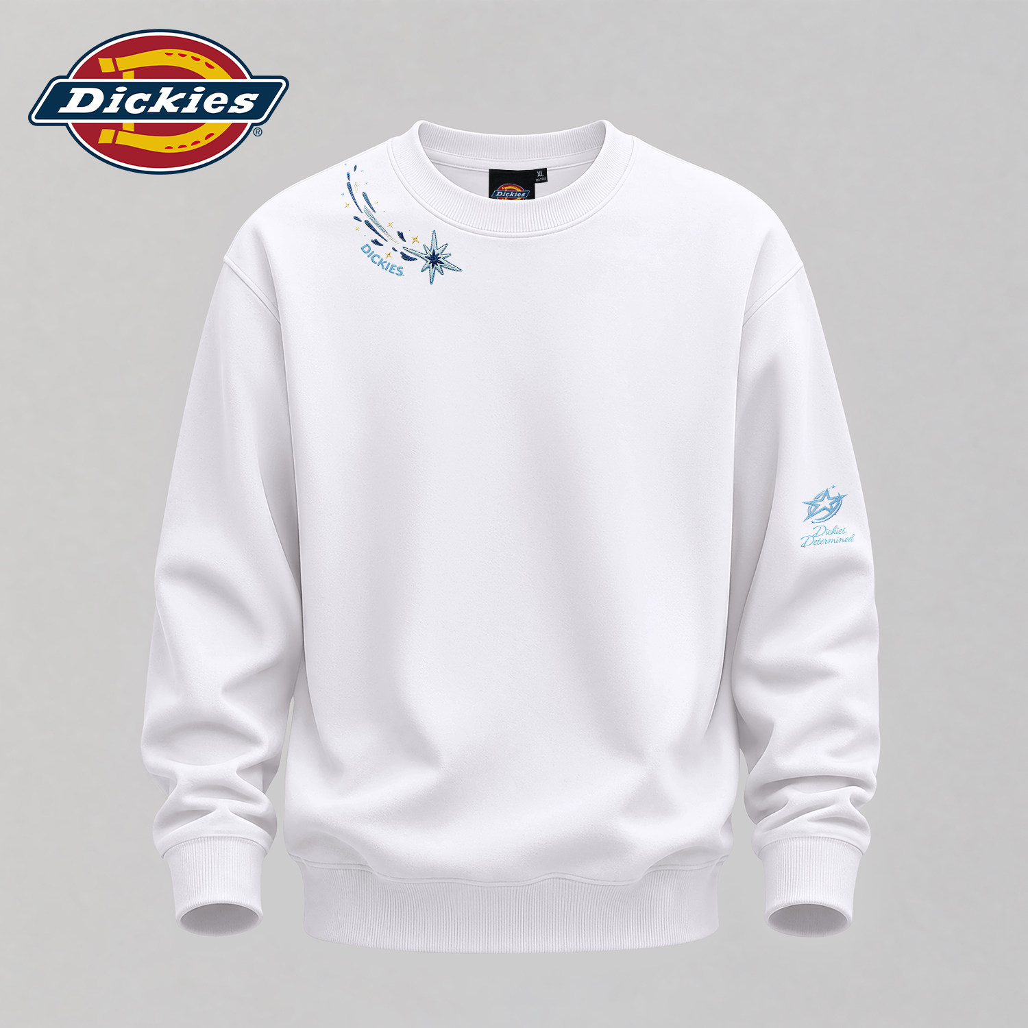Dickies白色潮牌圆领卫衣男秋季设计感情侣大码美式休闲百搭上衣