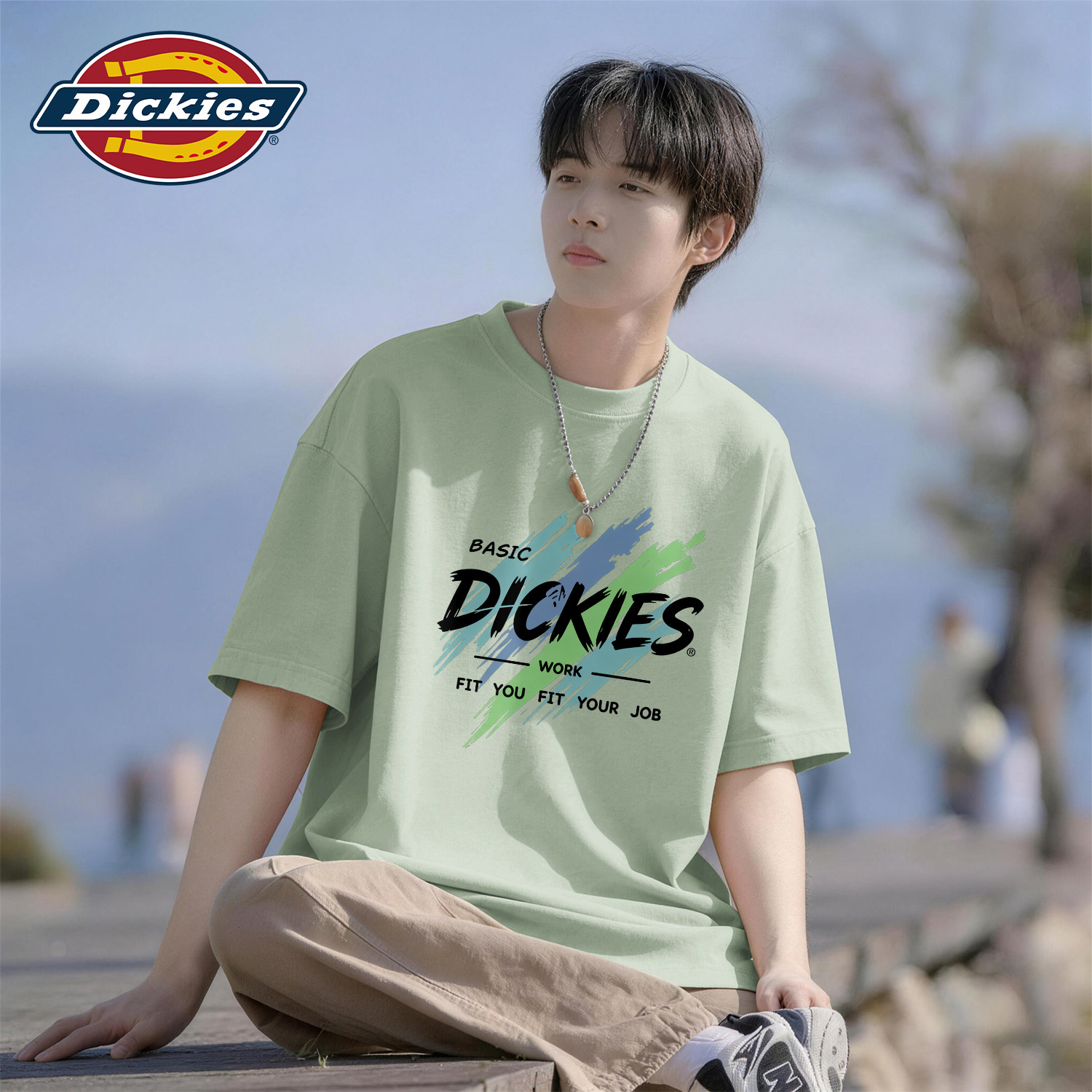 Dickies短袖T恤男青少年学生夏季上衣纯棉重磅宽松打底衫半袖男装