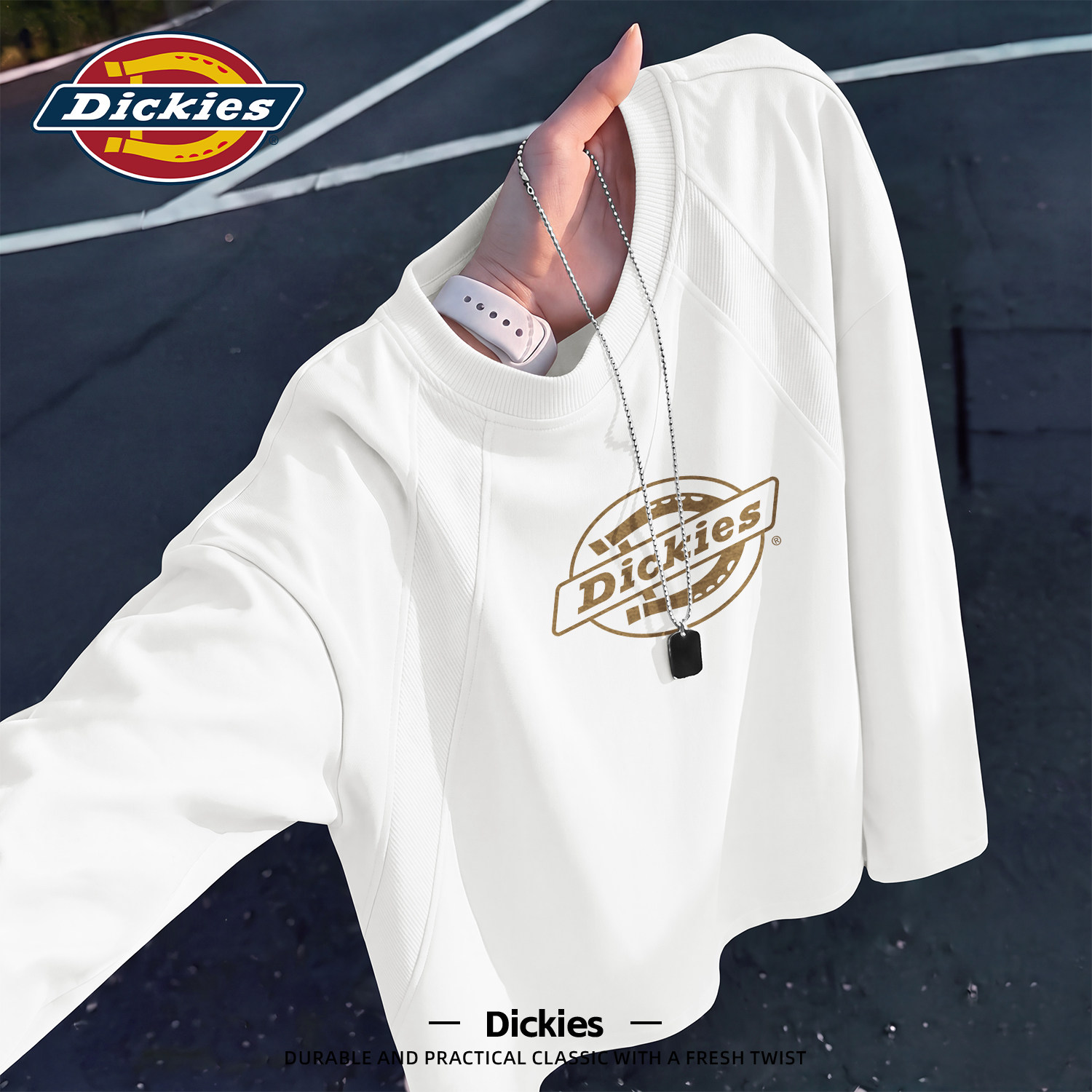 Dickies潮流长袖T恤男2026新款宽松美式复古Logo印花百搭上衣秋装