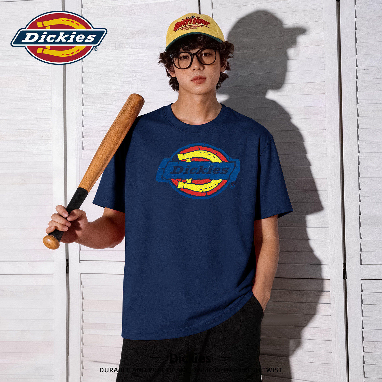Dickies纯棉短袖T恤男款藏青色百搭2026夏季新款青少年时尚男夏装