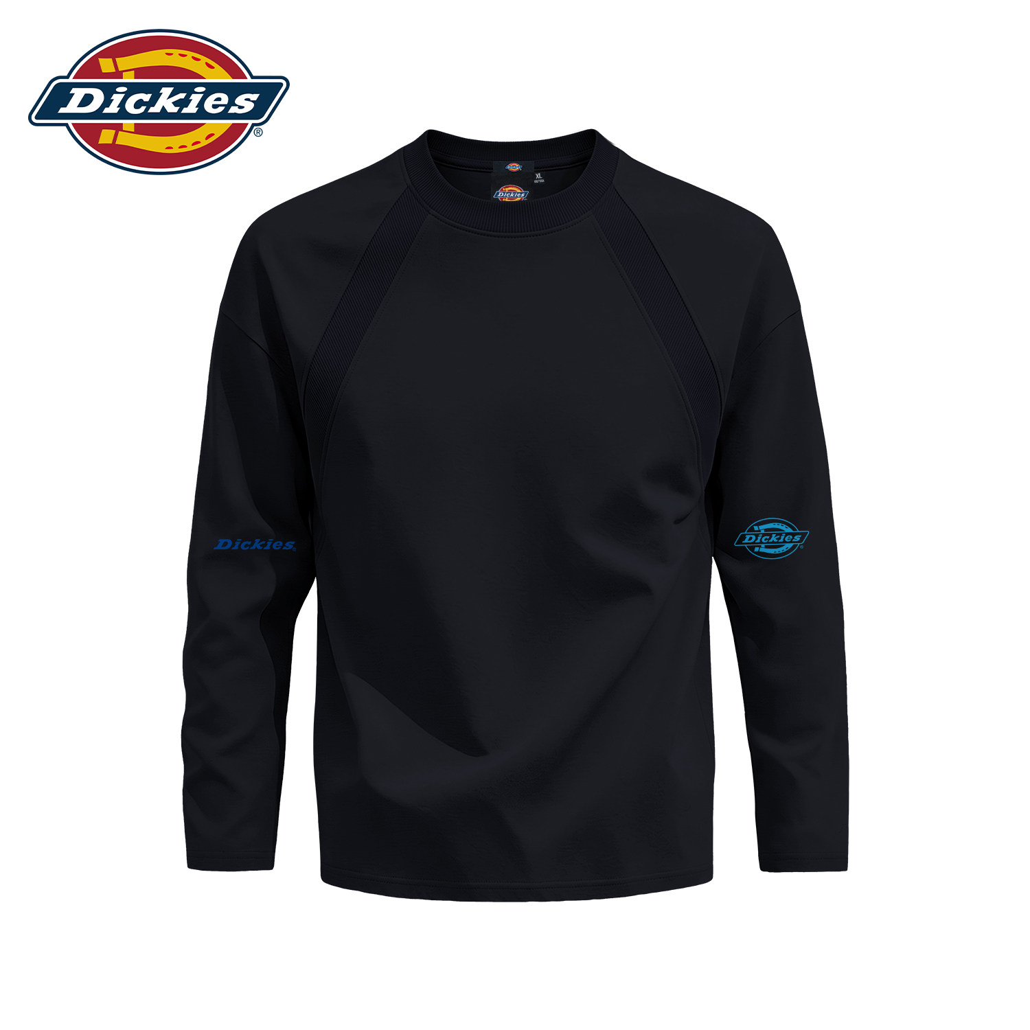 Dickies潮牌黑色长袖T恤男2026早秋新款情侣宽松休闲圆领百搭上衣