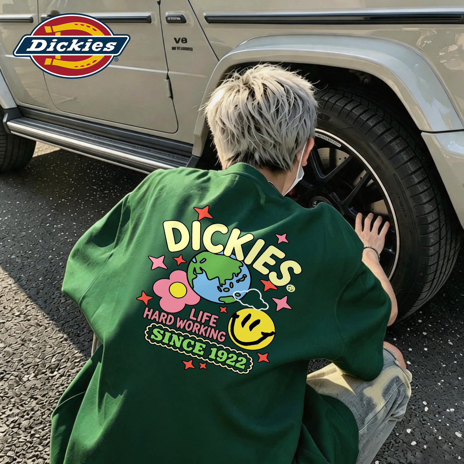 Dickies墨绿色重磅短袖t恤男生美式潮流印花衣服学生青少年上衣男