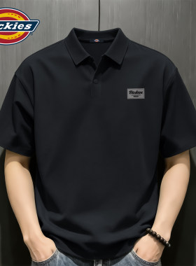 Dickies男士短袖POLO衫黑色百搭潮流夏季翻领商务休闲冰感上衣男T