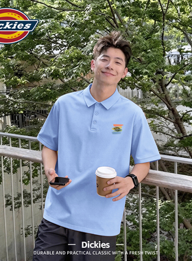 Dickies蓝色POLO衫短袖男款2026夏季抗菌耐磨翻领上衣薄款青少年T