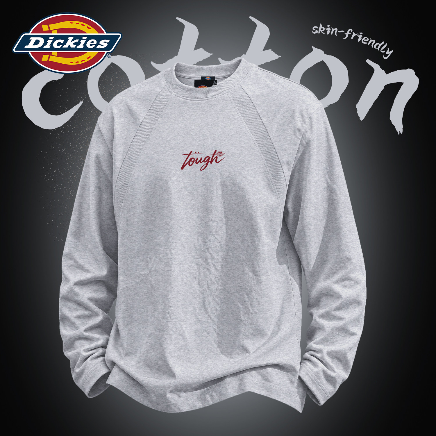 Dickies休闲长袖T恤男2026新款宽松印花潮牌衣服圆领百搭流行上衣