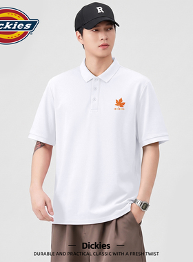 Dickies短袖t恤男款polo衫夏季翻领上衣白色百搭男士衣服通勤夏装