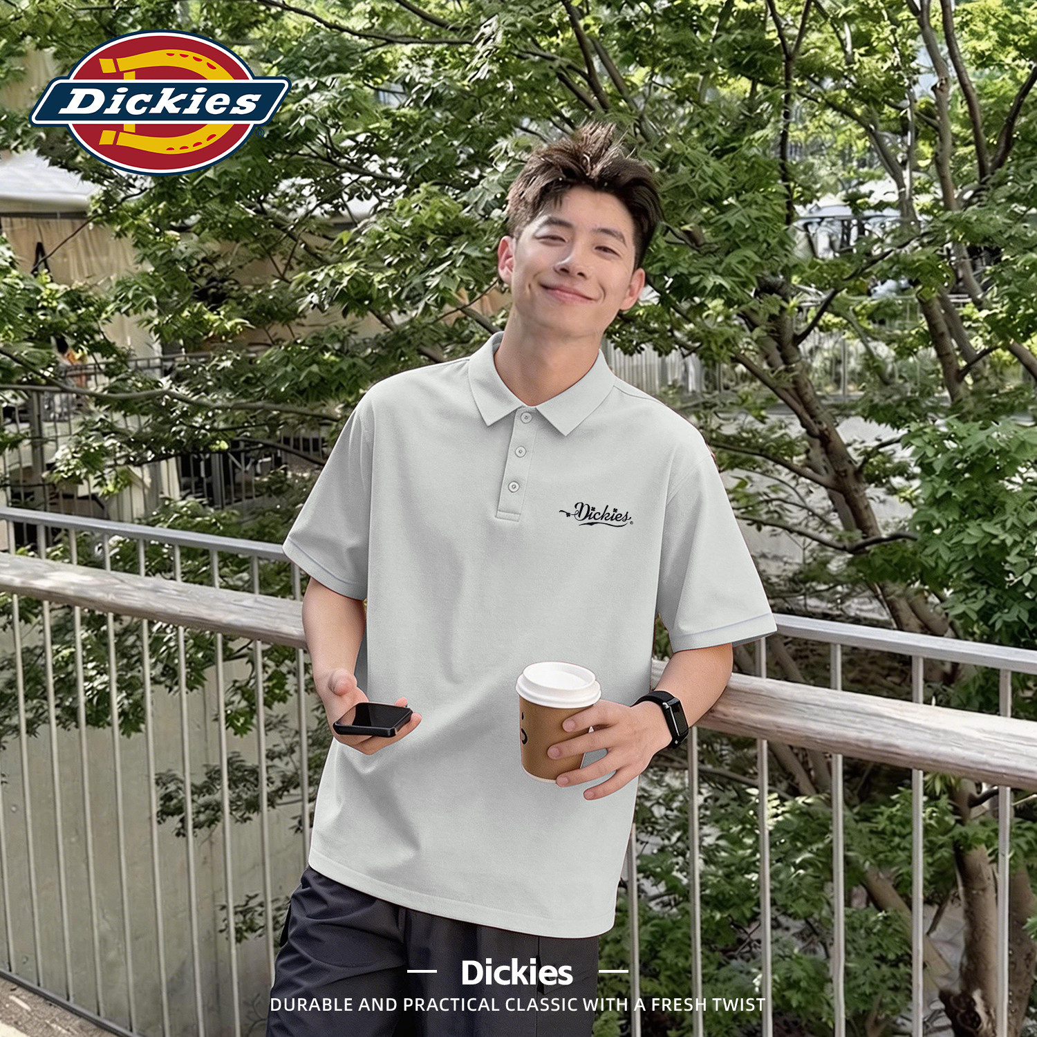 DickiesPOLO衫男士夏季上衣2026短袖休闲潮流商务通勤男装衬衣t恤