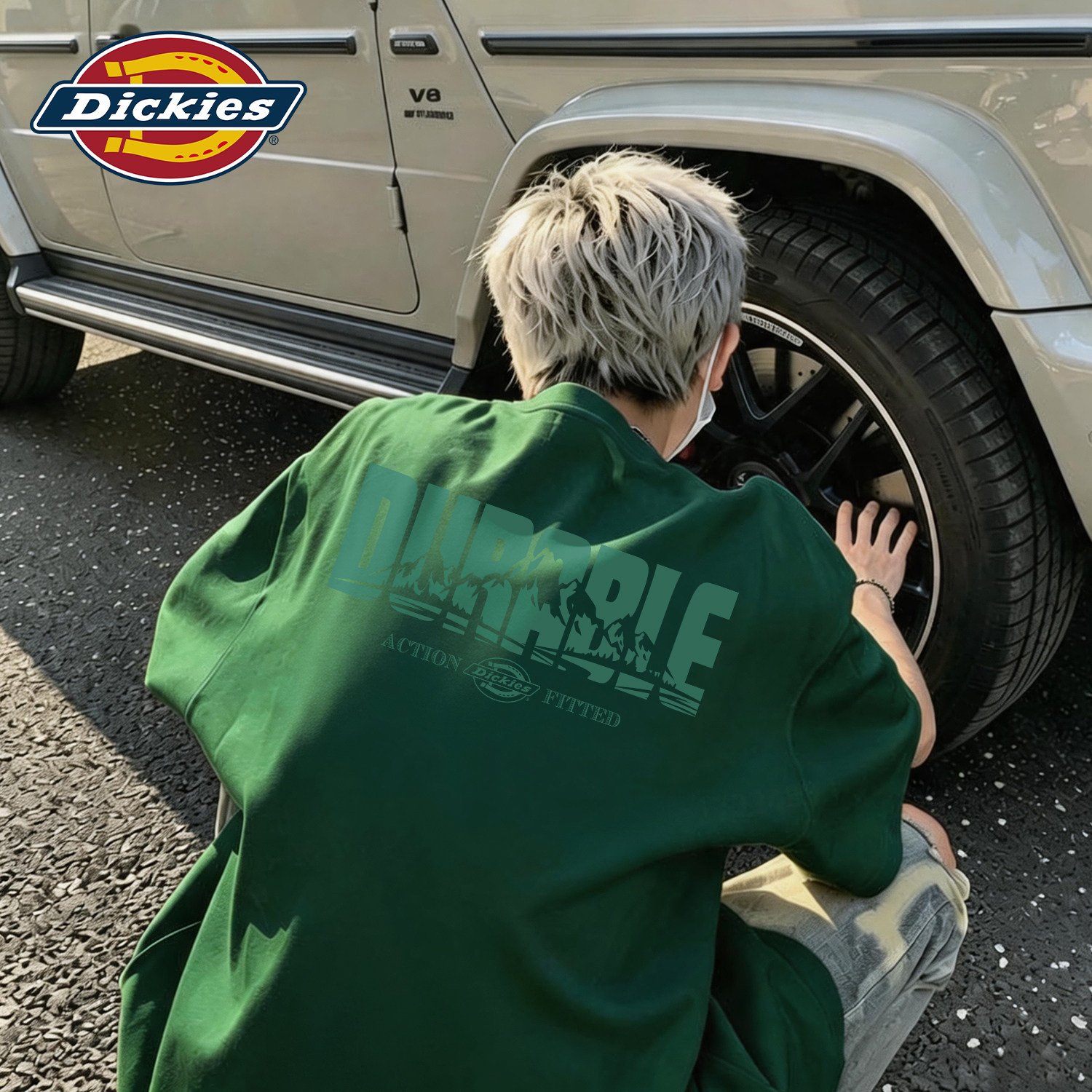 Dickies印花LOGO短袖T恤男款墨绿色夏季时尚宽松半袖衣服男士上衣