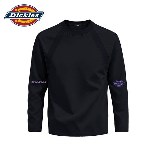 Dickies潮牌黑色长袖T恤男2026新款秋季宽松圆领印花休闲百搭上衣
