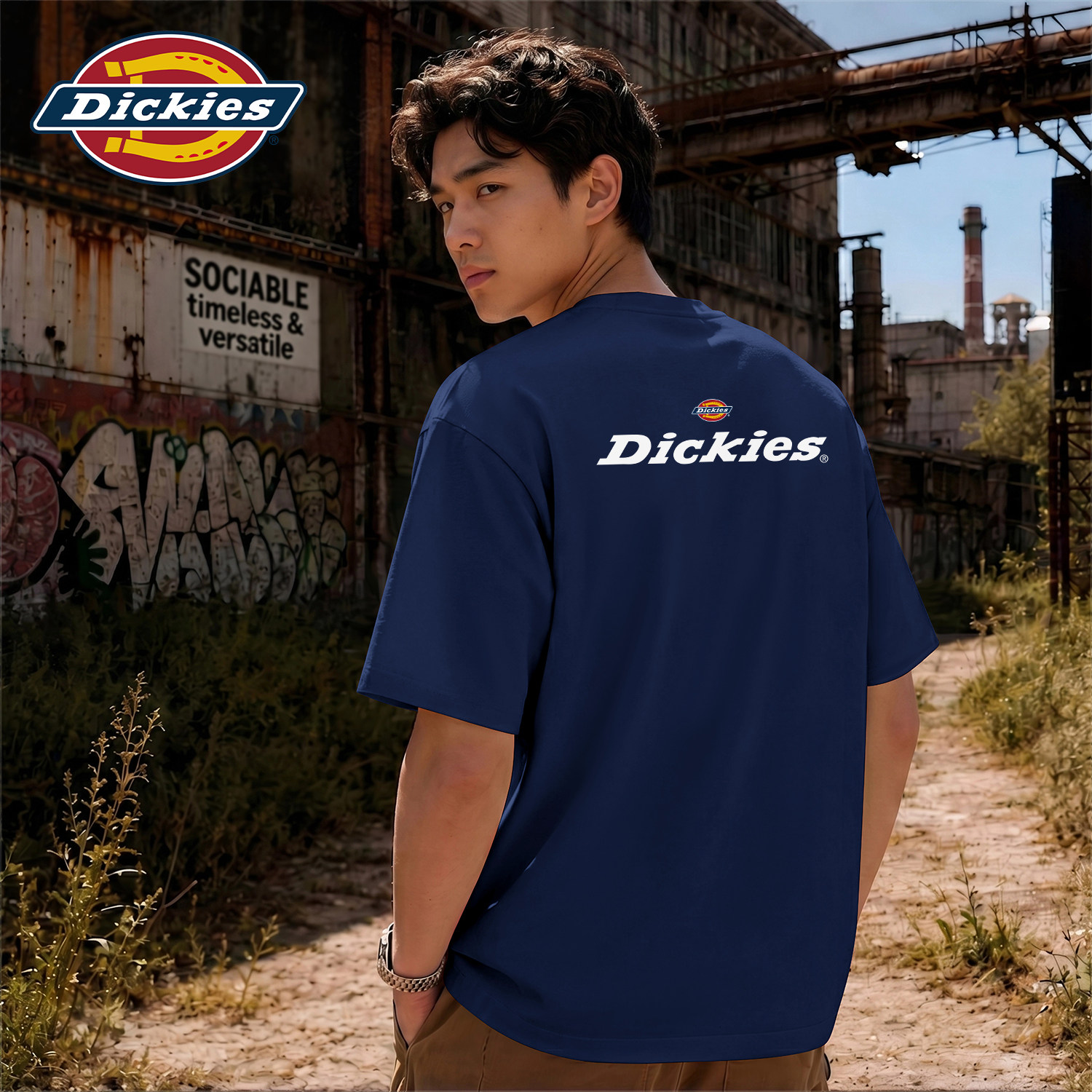 Dickies迪克斯美式字母印花短袖T恤男款青少年大码宽松上衣男衣服