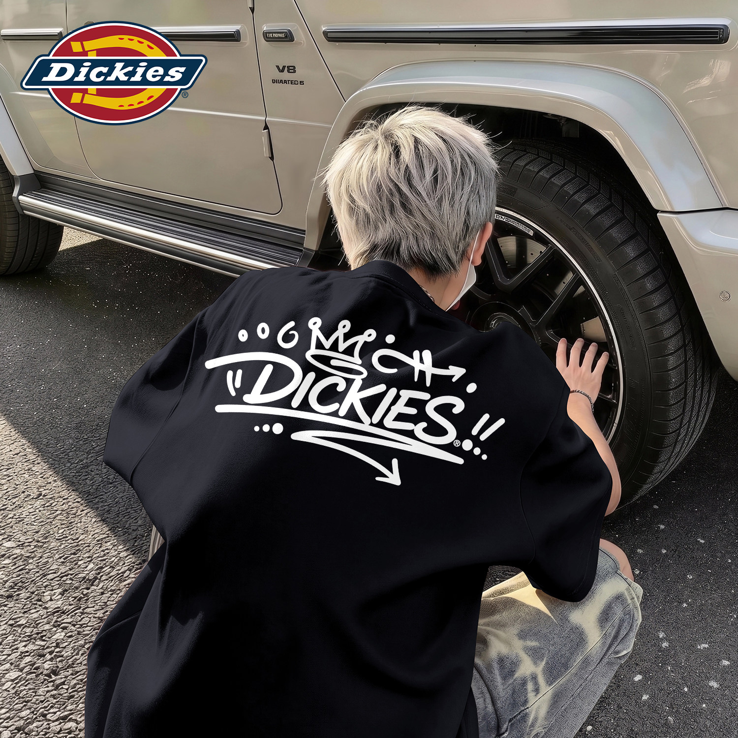 Dickies美式潮牌短袖T恤男夏季宽松纯棉透气舒适圆领印花黑色上衣