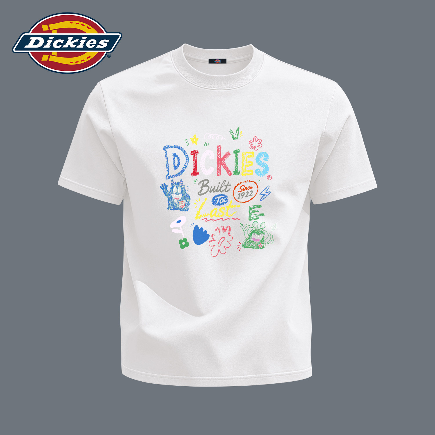Dickies白色短袖T恤男士夏季涂鸦印花上衣重磅美式宽松大码衣服男