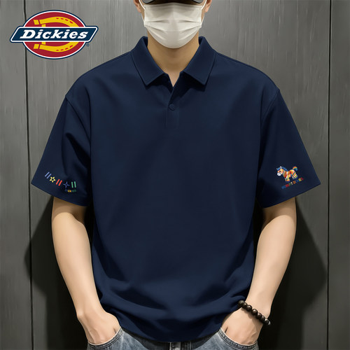 Dickies翻领男士短袖POLO衫夏季冰感华夫格衣服男款青少年潮流T恤