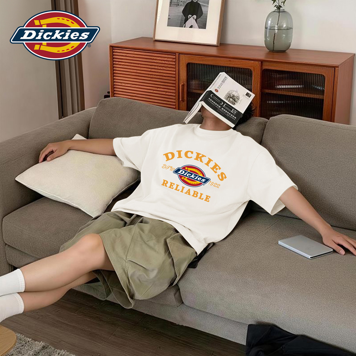 Dickies经典LOGO印花短袖T恤男款白色美式潮流上衣百搭夏季半袖男