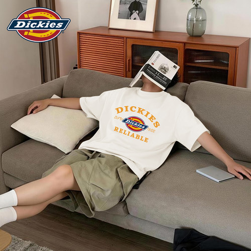 Dickies经典LOGO印花短袖T恤男款白色美式潮流上衣百搭夏季半袖男