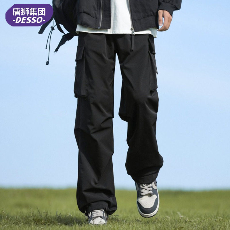 唐狮集团DESSO春秋新款黑色工装裤男宽松直筒美式裤子伞兵冲锋裤,男装,休闲裤,淘宝优惠券,粉丝福利购,淘宝优惠卷