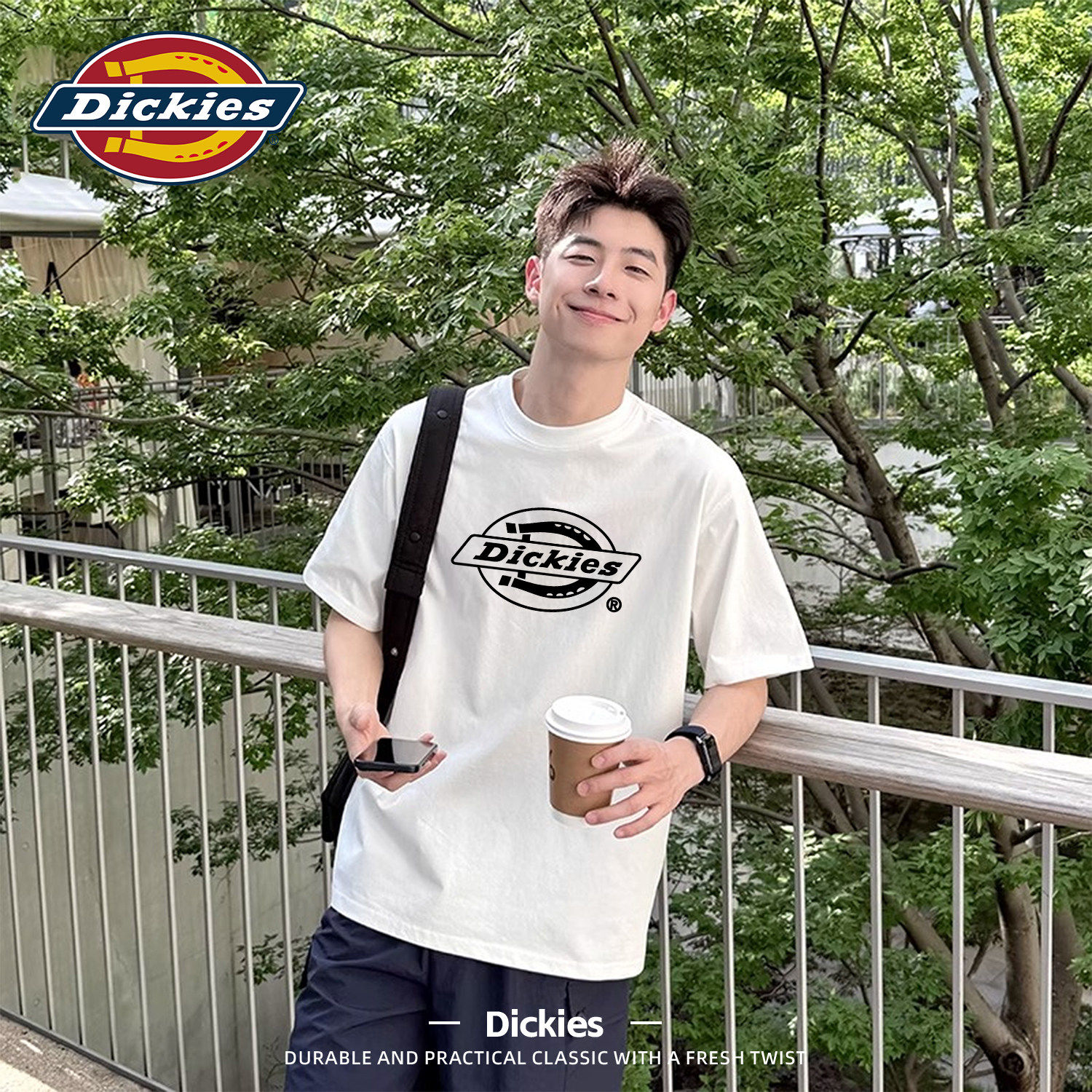 Dickies纯棉短袖T恤男款2026新款夏季学生圆领上衣百搭重磅夏装男