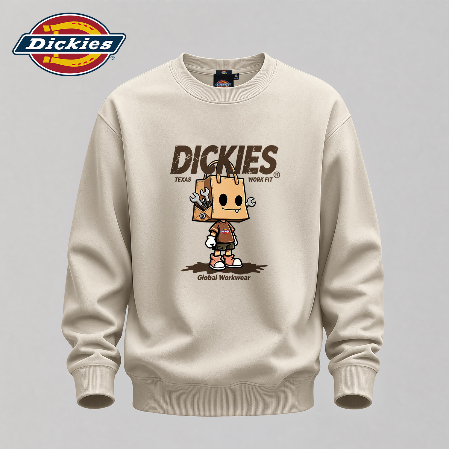 Dickies圆领卫衣男士早秋大码长袖上衣2026秋季新款潮流男装衣服