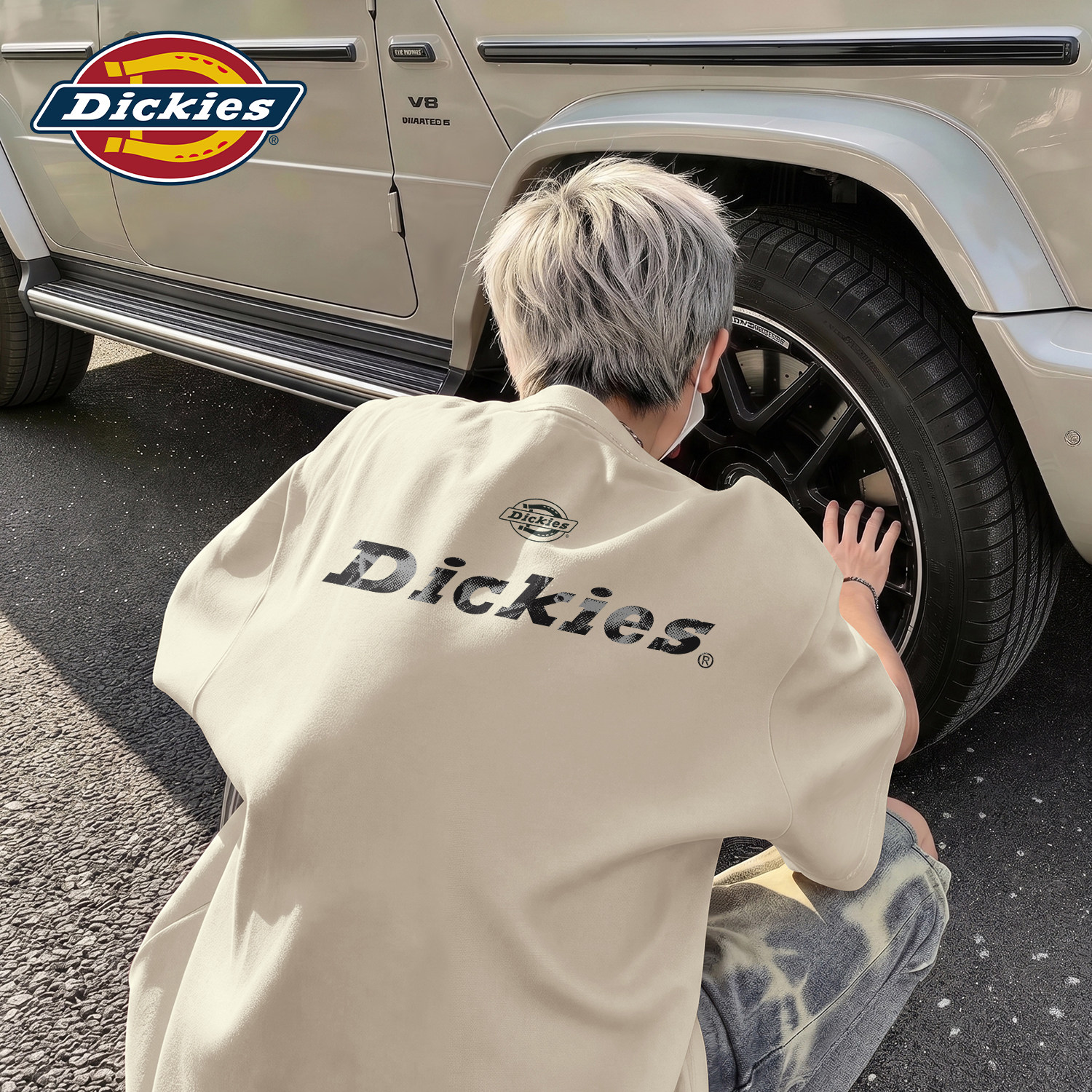 Dickies青少年重磅短袖纯棉男款百搭潮牌印花T恤宽松圆领休闲上衣