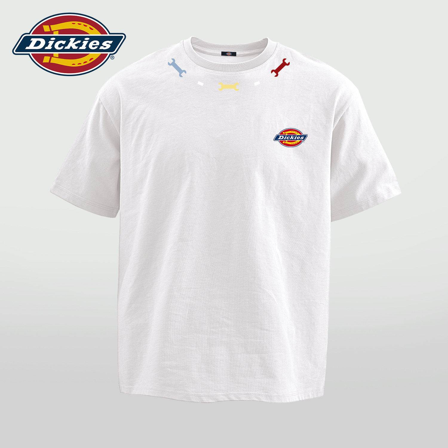 Dickies美式潮牌短袖T恤男款宽松白色大码上衣圆领纯棉透气衣服男