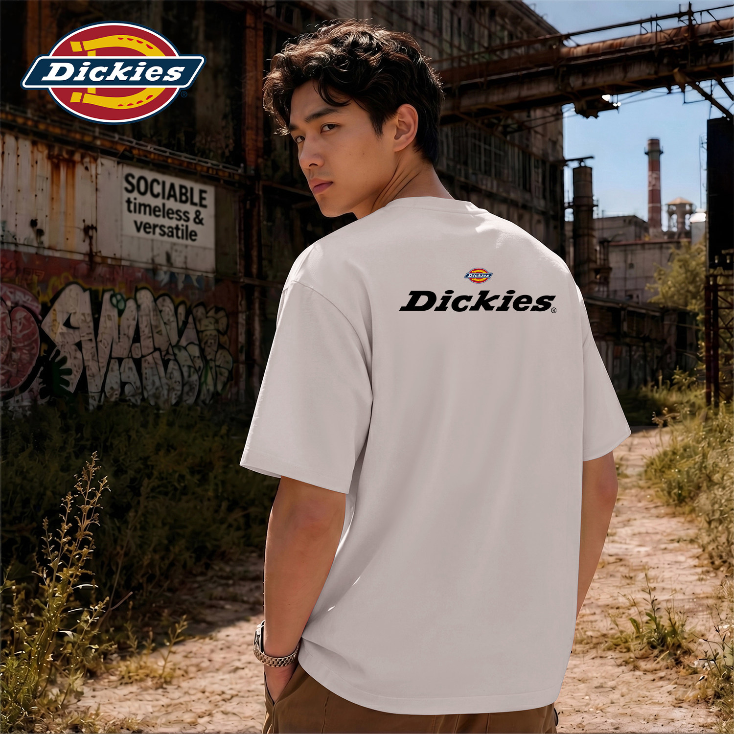 Dickies重磅美式百搭短袖T恤男款夏季休闲男士半袖印花宽松上衣男