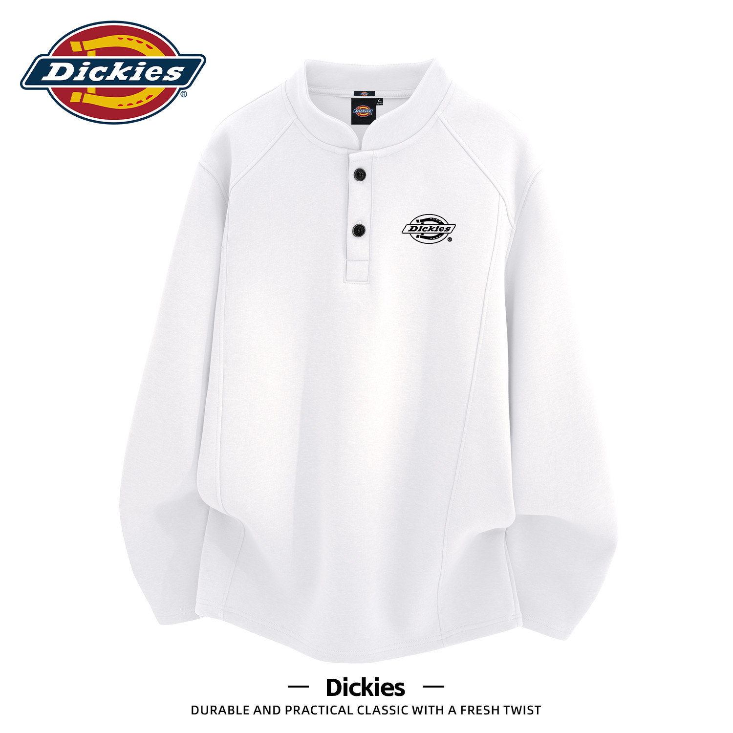 Dickies美式潮牌亨利领卫衣男生青少年早秋宽松大码休闲舒适上衣