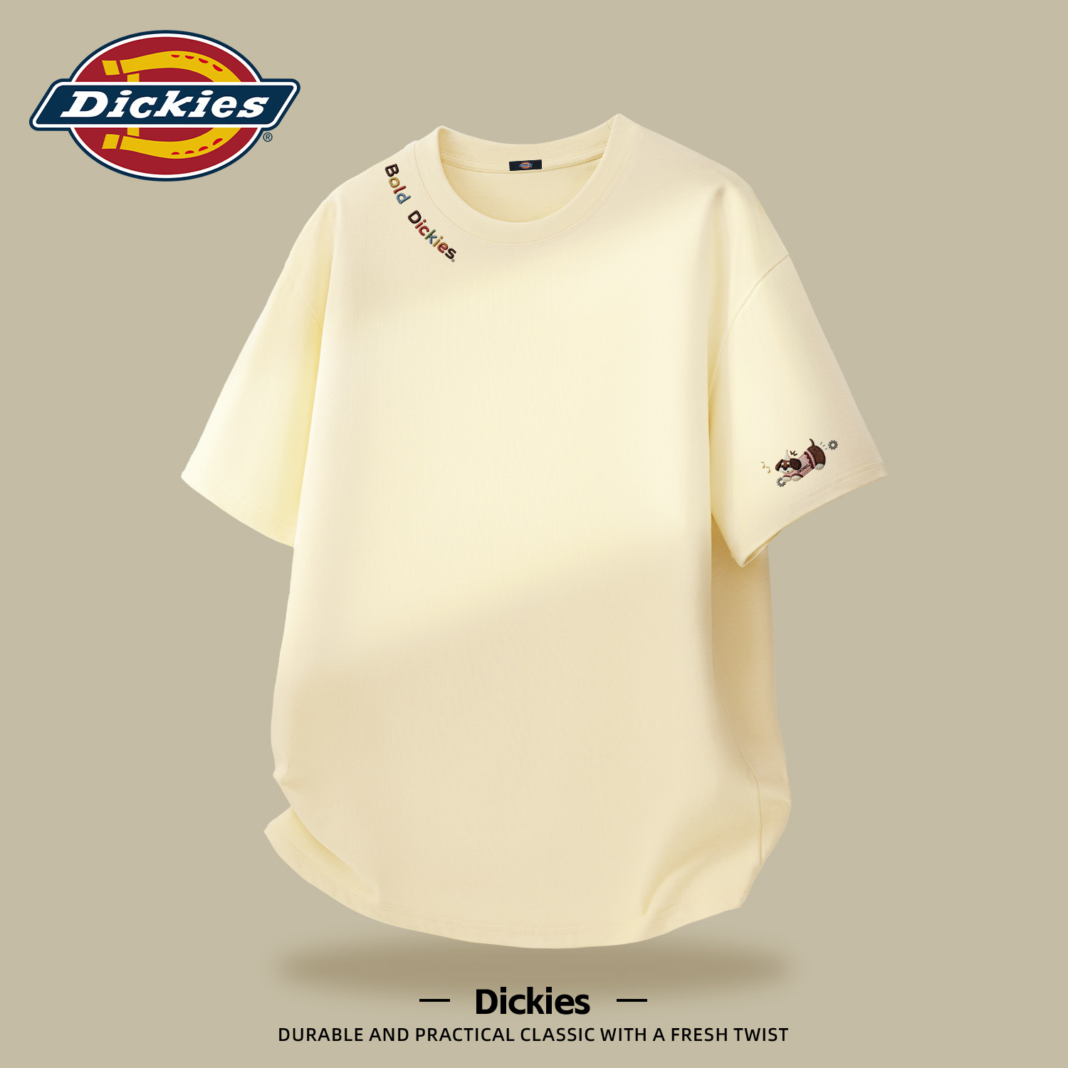 Dickies短袖T恤男纯棉宽松重磅上衣青少年学生夏季衣服印花半袖男