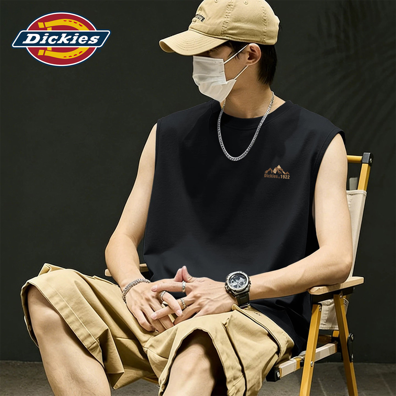 Dickies纯棉背心男2026新款夏宽松无袖运动骑行坎肩休闲透气上衣