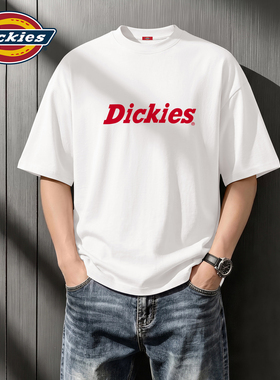 Dickies白色短袖T恤男夏季美式潮牌宽松透气纯棉上衣青少年衣服男