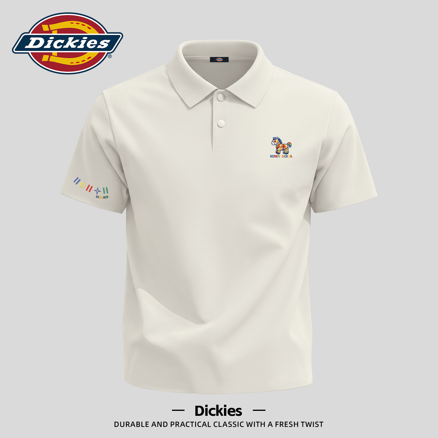Dickies男士短袖POLO衫冰丝速干夏季翻领上衣简约时髦青少年t恤男