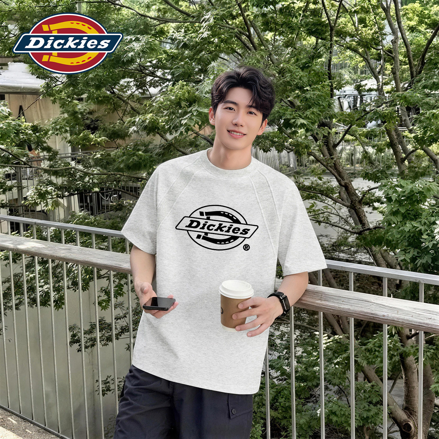 Dickies解构美式重磅短袖T恤男夏季潮流青少年运动上衣健身衣服男