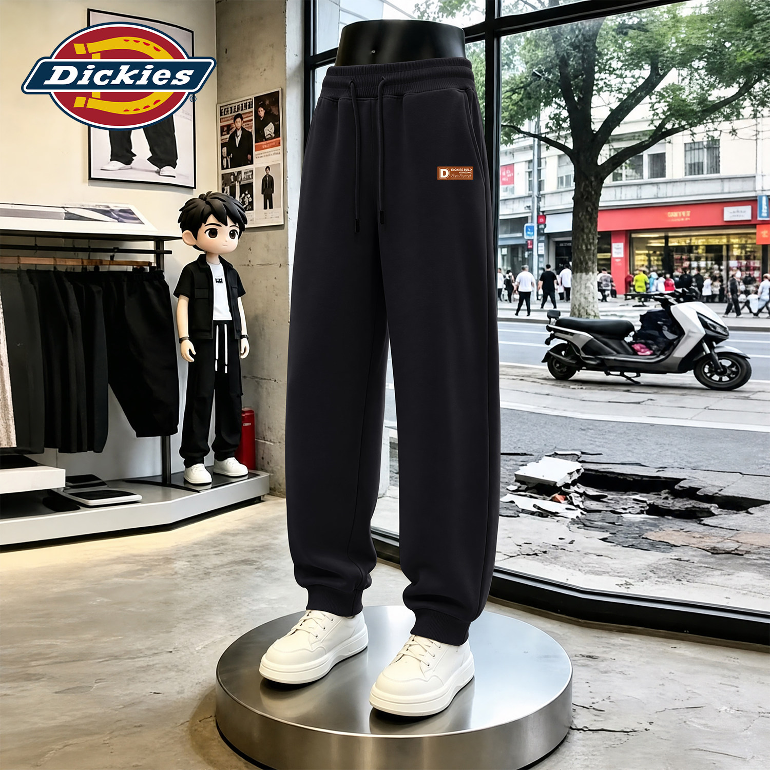 Dickies男士黑色束脚裤宽松百搭户外运动休闲裤秋季美式潮牌长裤