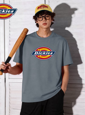 Dickies灰色美式纯棉短袖男款T恤夏季新款男装衣服大码运动上衣男