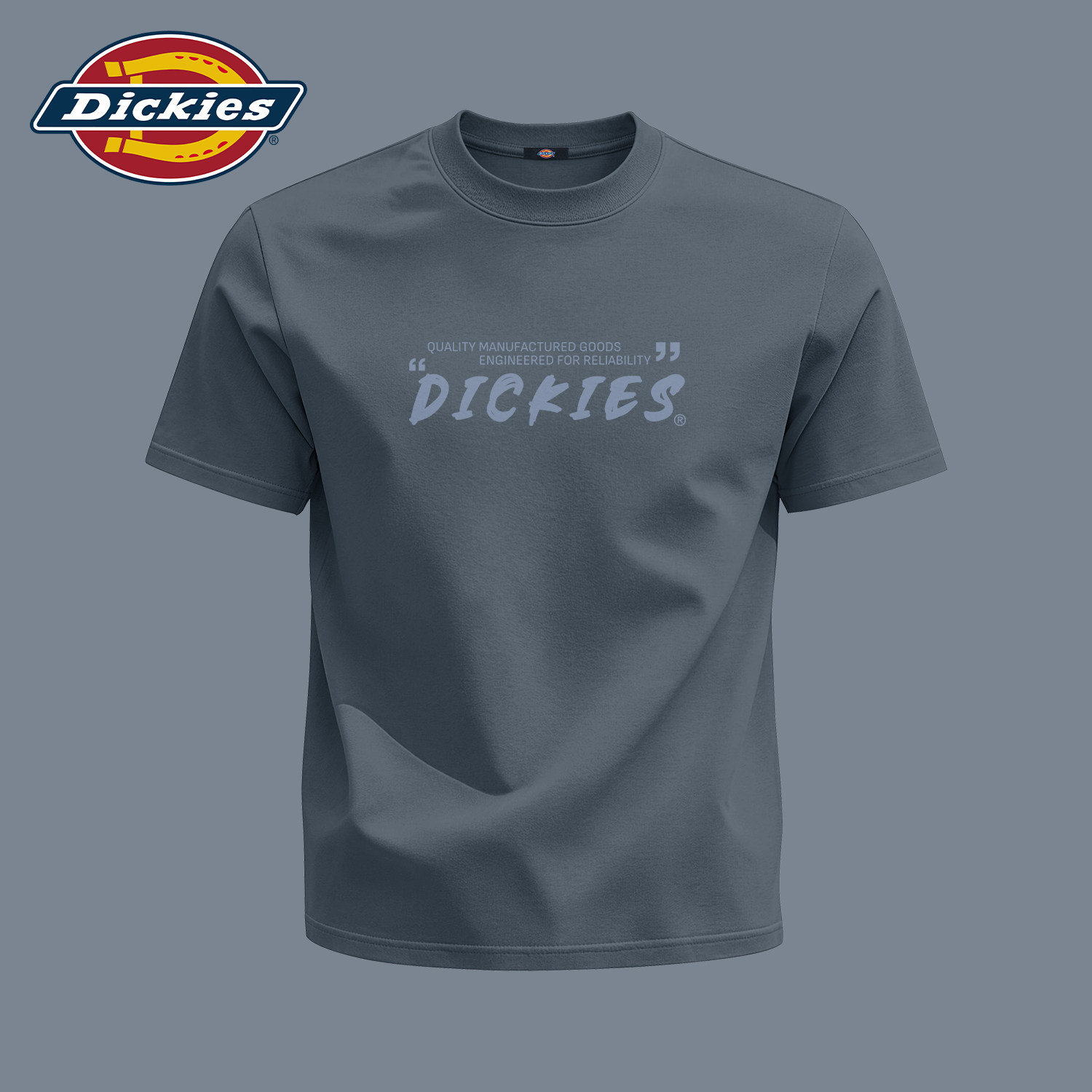 Dickies铁灰色纯棉短袖T恤男款重磅美式字母印花半袖体恤男夏上衣