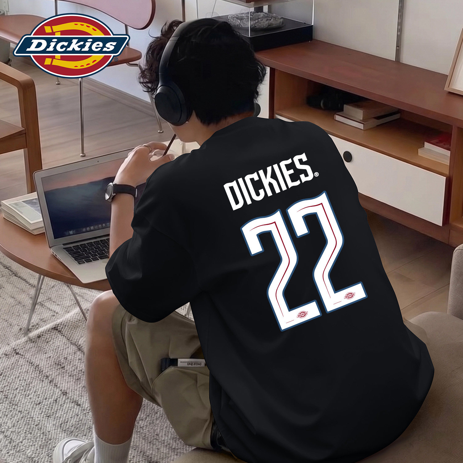 Dickies黑色纯棉短袖T恤男青少年夏季美式休闲重磅上衣男士半袖潮