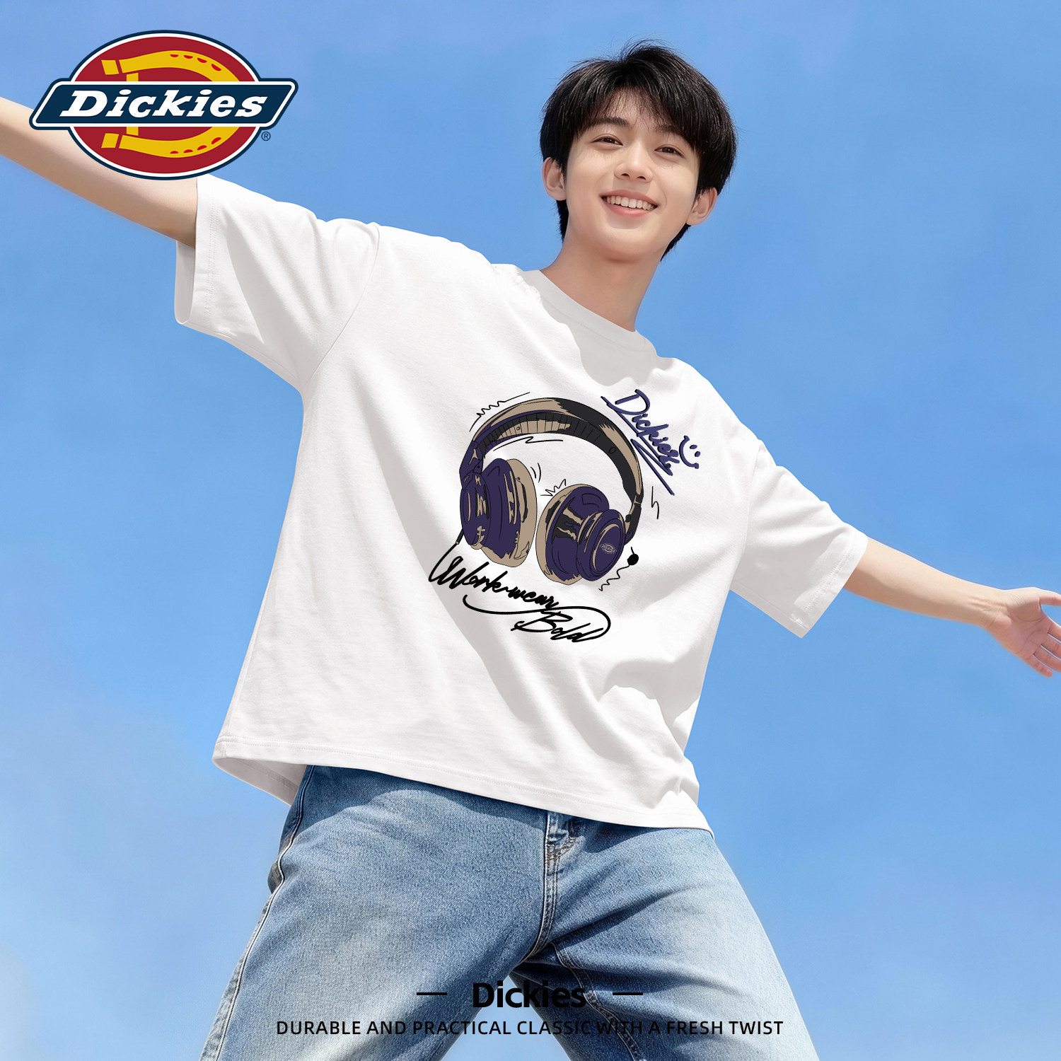 Dickies青少年短袖男款2026新款纯棉印花宽松百搭潮牌T恤休闲上衣