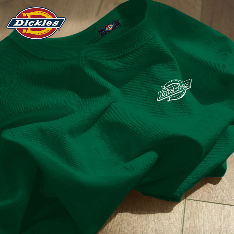 Dickies短袖T恤男款墨绿色2026夏季新款纯棉五分袖半袖男装上衣服