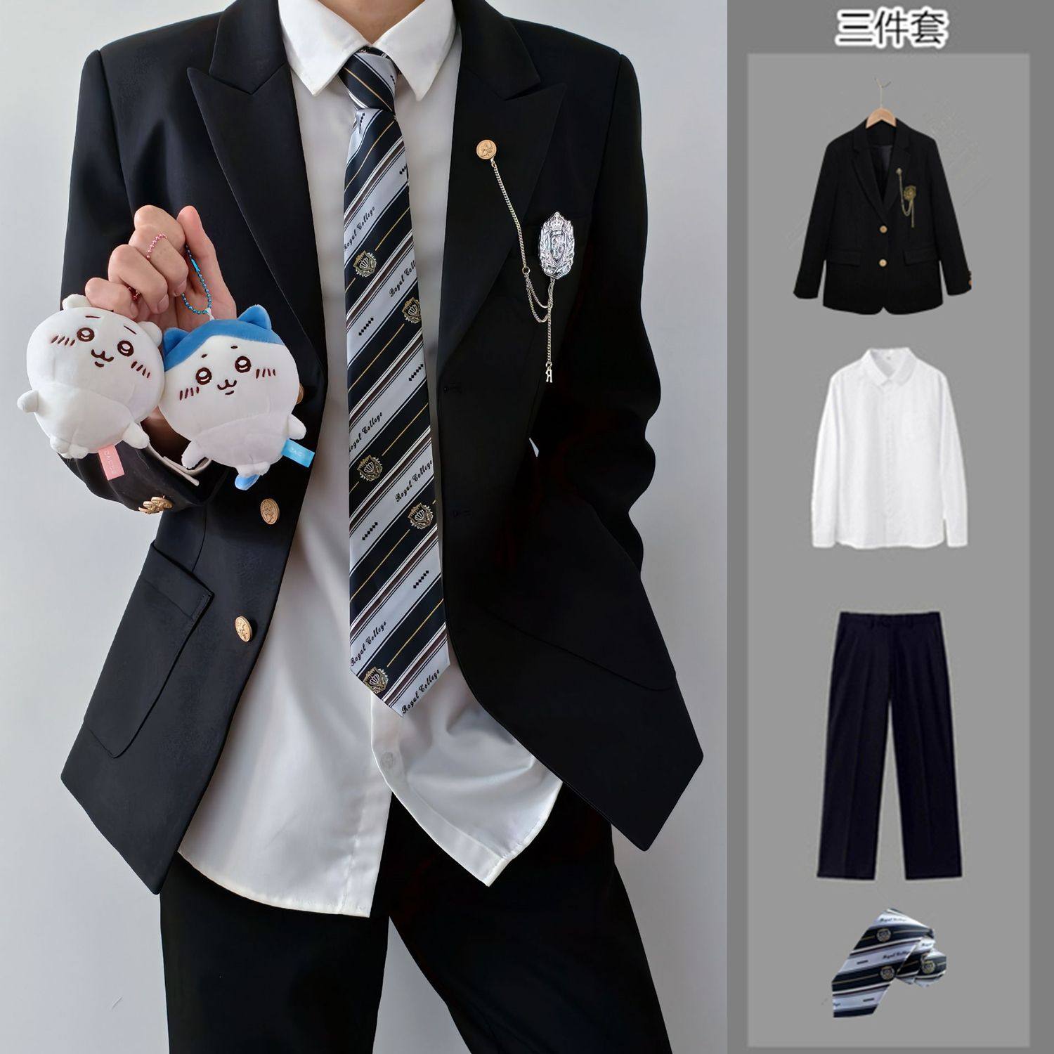 春秋dk制服西装套装男宽松帅气日系学院风学生班服校服校供感西服