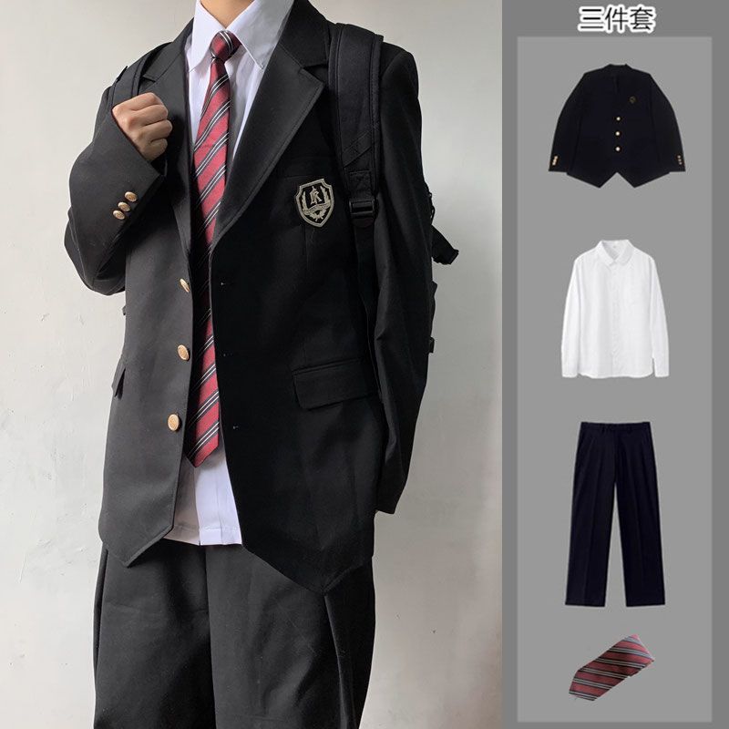 日系学院风西装男套装dk制服jk学生情侣班服春秋潮流痞帅西服外套