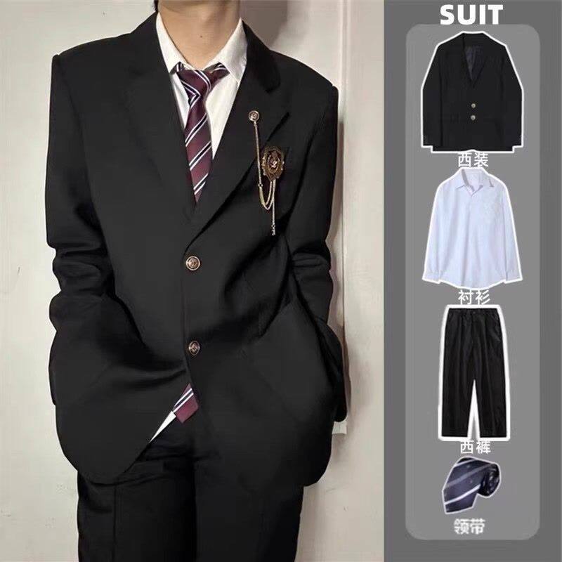 dk制服外套一套装男装高校毕业成人礼拍照西服高级感垫肩西装班服